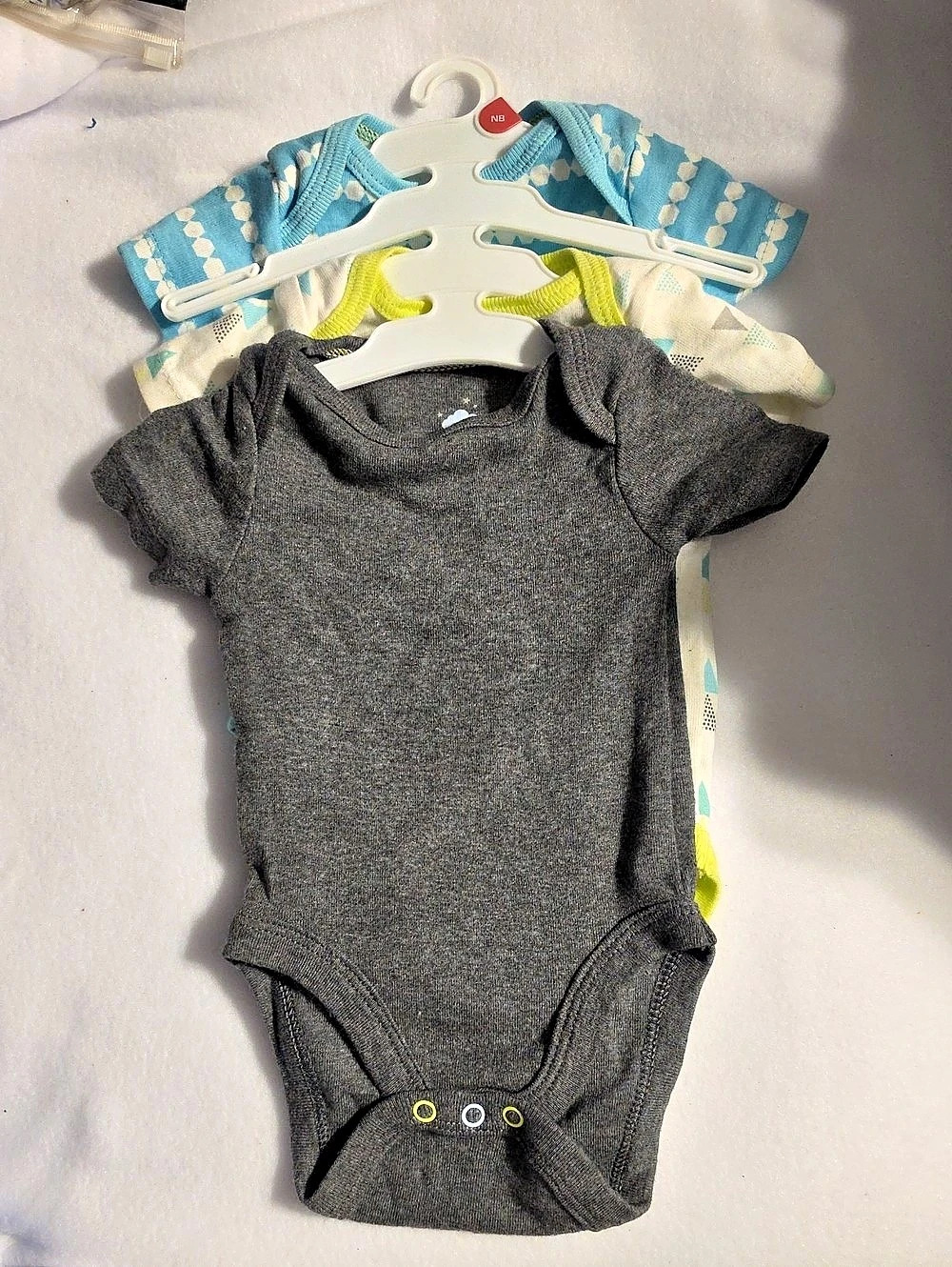 Cloud Island newborn Baby Bodysuit 3pc Set Gray & Blue
